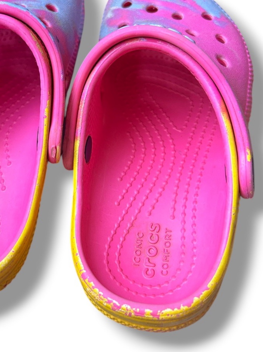 CROCS Kids Tie-Dye Pink & Blue Classic Clogs Size 11 Toddler girl - Picture 7 of 7